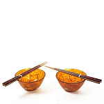0013801-1ПЕР-БРОНЗА Янтарь НАБОР: Пиала и Палочки для еды на 1 персону 