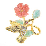  Традиции ФАБЕРЖЕ Брошь "РОЗА С ПТИЧКОЙ" 3,3*2,9см 3724