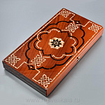 11310 Нардовая доска с фишками "Жемчужина Востока" 60*60*7см Янтарь,корень Ореха