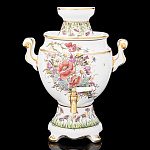 /М-8 Фарфор Самовар 1,5л "Маки"  шелкография