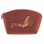 Косметичка бархатная "Бабочка". Темно-розовая, фотография 1. Интернет-магазин ЛАВКА ПОДАРКОВ