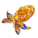 0068233/18,75г Серебро 925* БРОШЬ  вст.Янтарь/позолота