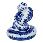 201748 Гжель Скульптура Символ года 2025 "ЗМЕЯ-КОБРА"  в коб