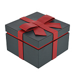 300501-ПОДАРОЧНАЯ УПАКОВКА (экокожа) квадрат серо-красный 23*23*14.5 см