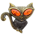 0045228/1784.4 Брошь Лисичка (коньячный)