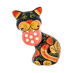 0068805 Хохлома Скульптура СИМВОЛ ГОДА 2023 "КОТ В ПЕРЕДНИКЕ" выс.ок11см