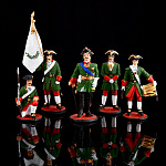 0020919/флаг Оловянная миниатюра "Русские солдаты с Петром Первым" (композиция из 5 фигур)