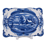 Тарелка декоративная "Зима в деревне". Гжель