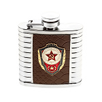 00119665 Сувенир ФЛЯГА С СИМВОЛИКОЙ "Отличник советской армии" мини (коричневая кожа) 8,5*7,5см