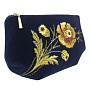 Косметичка бархатная с вышивкой "Мак". Темно-синяя, фотография 6. Интернет-магазин ЛАВКА ПОДАРКОВ