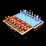 0055400-30*15см ШАХМАТЫ дорожные "ГЖЕЛЬ-ХОХЛОМА" выс.фигур ок.5-7см