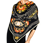  Сувенирный платок ТАГИЛЬСКИЕ ПОДНОСЫ 90*90см состав:шелк70% вискоза30% МД НиныРучкиной