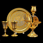 0069291 Златоуст НАБОР подсвечник Орел+2 рюмки+поднос в уп.