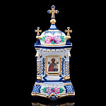 08052/Н Гжель КИОТ настольный "Николай Чудотворец" 15*26см
