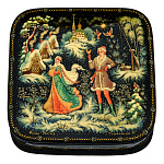 0065124-11*11см  Лаковая миниатюра Палех ШКАТУЛКА "Парочка" Камардина