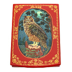 0021235 Лаковая миниатюра Шкатулка "Филин"12*08 см 163,25