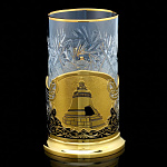 0066442 Златоуст Подстаканник "Царь-Колокол"SUV - 6358 позолота, эмаль, с ложкой и стаканом