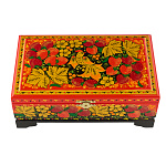 Шкатулка "Птица и клубника". Хохлома