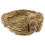 0073387/101116 Сувенир Подставка для мелочи СОБАКА СПАНИЕЛЬ В КОРЗИНЕ H-14 L-39 W-34(бронзовый)