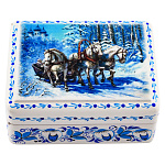 0060922/9*7-ЗИМА Хохлома Шкатулка ЗИМА/ТРОЙКА Р 26 Н 0183