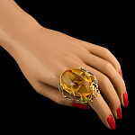 720048/9,96г  Серебро 925* КОЛЬЦО вст.Янтарь-фианит р/п