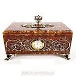 8083-б Янтарь Бронза Шкатулка "Россия" 