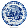 Декоративная тарелка "Зима. Пейзаж". Гжель, фотография 1. Интернет-магазин ЛАВКА ПОДАРКОВ