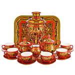 0052145-3л-СРВ Самовар электрический + СЕРВИЗ "КУДРИНА" 3л в наборе 6 персон