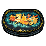 0076360/18*12см  Лаковая миниатюра Палех ШКАТУЛКА "Тройка" Гурылева