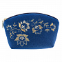 Косметичка бархатная "Весеннее настроение". Темно-синяя с золотой вышивкой, фотография 1. Интернет-магазин ЛАВКА ПОДАРКОВ