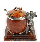 16012-с Янтарь  Сахарница "Медовый медведь" Серебро 875* 