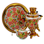 0076460 Самовар электрический "ЯГОДЫ" на  белом 1,5 л