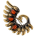 Брошь с янтарем "Королевский павлин"