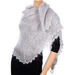 0059515 Пуховый платок 120*120см "ПАУТИНКА" серый на х/б