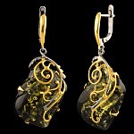 0050437/Серьги 721026 вст.янтарь р/п (Ag 925)