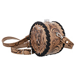 Фляга круглая в кожаном чехле 0,5 л "Медведь"