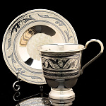 24201-213,0  Серебро 875* ЧАЙНАЯ ПАРА гравировка, чернение серебра в П/У 213