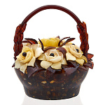 0057060-НП/ВАРИАНТ 3  Янтарь Сувенир КОРЗИНА (литая) с ЦВЕТАМИ d дна=12,5см ок. 22*22*21см