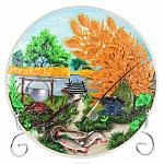 Декоративная тарелка-панно "Рыбалка. Улов" из керамики