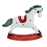 202625 Гжель Статуэтка "ЛОШАДКА-КАЧАЛКА" красн ,9*7 см