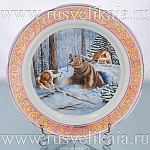0028459  Сувенирная тарелка 36см  "ОХОТА НА МЕДВЕДЯ"