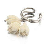  Бивень мамонта Кольцо"Цветочки"серебрение