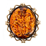 0059713/2288.4 Брошь Камея Бабочка  (коньячный)