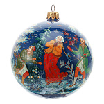 0070082 Лаковая миниатюра Палех ШАР НОВОГОДНИЙ круговая роспись (стекло)