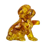 0076617 Янтарь Скульптура Собачка-3 , h=50 мм, лапка вверх