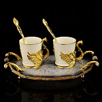 0058266/агат Златоуст НАБОР КОФЕЙНЫЙ "ЛЕБЕДЬ "на 2персоны  в ПУ