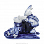 Скульптура "Зайцы на санях". Гжель, фотография 3. Интернет-магазин ЛАВКА ПОДАРКОВ