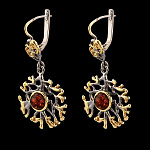 821912/6,15г  Серебро 925* СЕРЬГИ вст.Янтарь