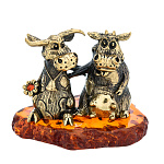 0071709/2607 Бык и Корова парочка Сувенир (коньячный)