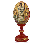 0058246 ЯЙЦО ПАСХАЛЬНОЕ расписное "ВОСКРЕСЕНИЕ ХРИСТОВО" на подставке 32СМ 